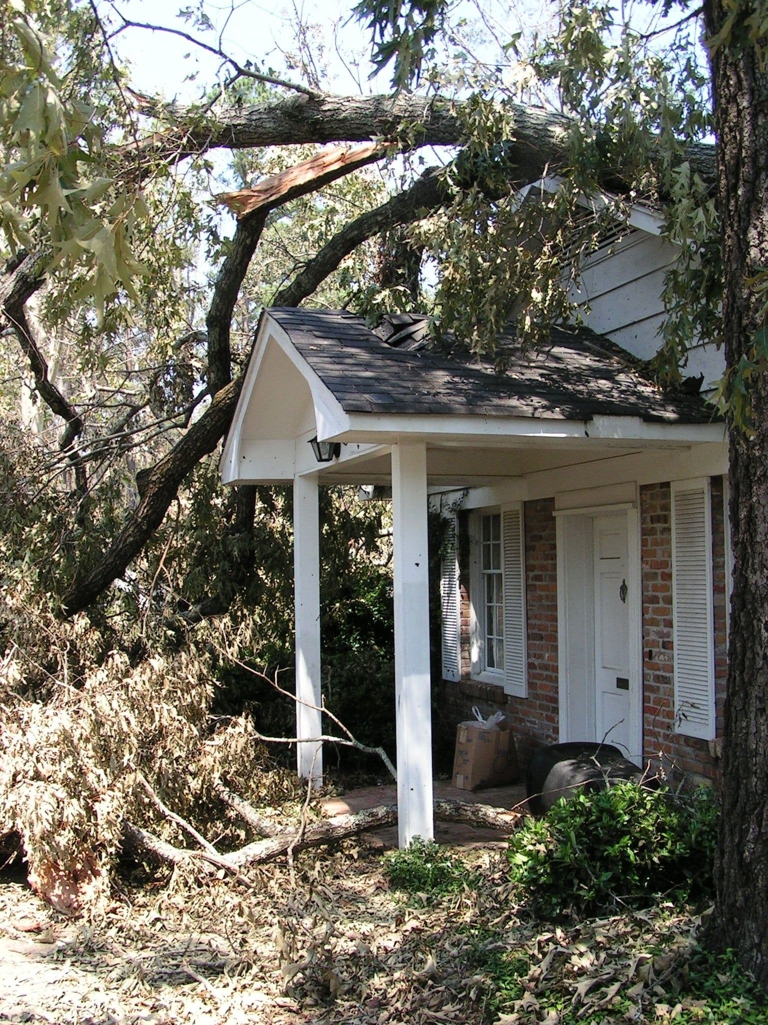 Brick house with storm damage